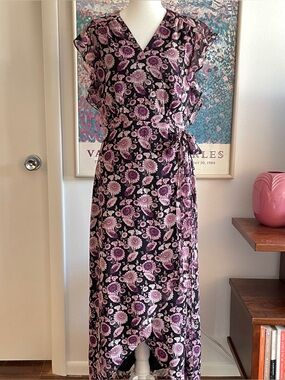 Rebecca Minkoff Flossie Purple Floral Wrap Dress Small Fairy Boho Wedding Guest